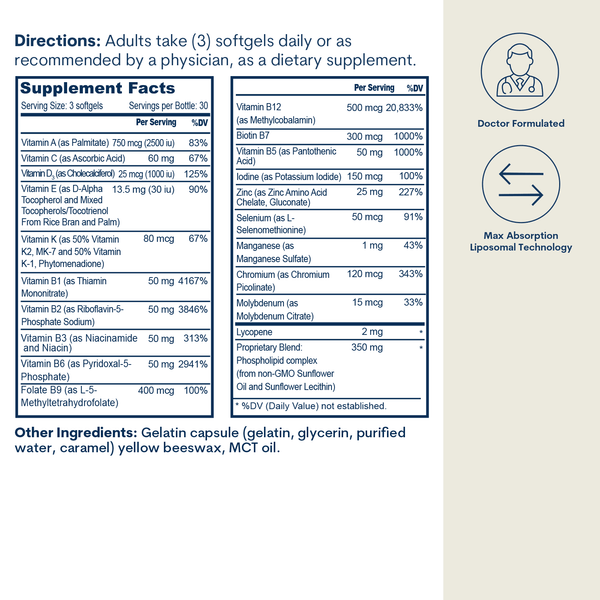 Liposomal Active B Complex Multivitamin Softgels 90