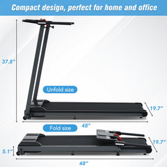 Folding Walking Pad Treadmill 2.5HP Incline Bluetooth