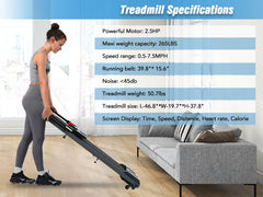 Folding Walking Pad Treadmill 2.5HP Incline Bluetooth