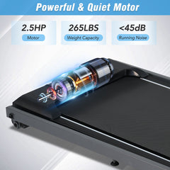 Folding Walking Pad Treadmill 2.5HP Incline Bluetooth