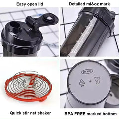 Protein Shaker Bottle 3 Layer Fitness Mixing